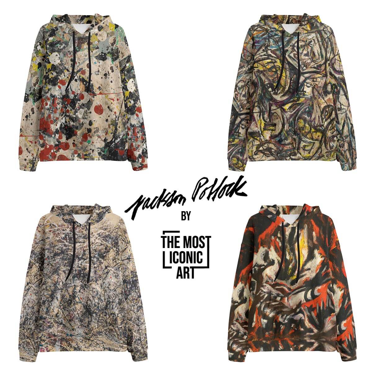 Unique Jackson Pollock art-inspired streetwear hoodie