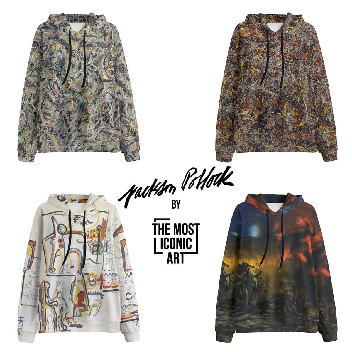 Artistic hoodie featuring Pollock-esque paint splashes and drips