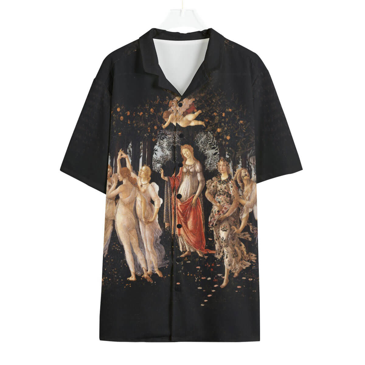 La Primavera Botticelli Hawaiian shirt worn by model