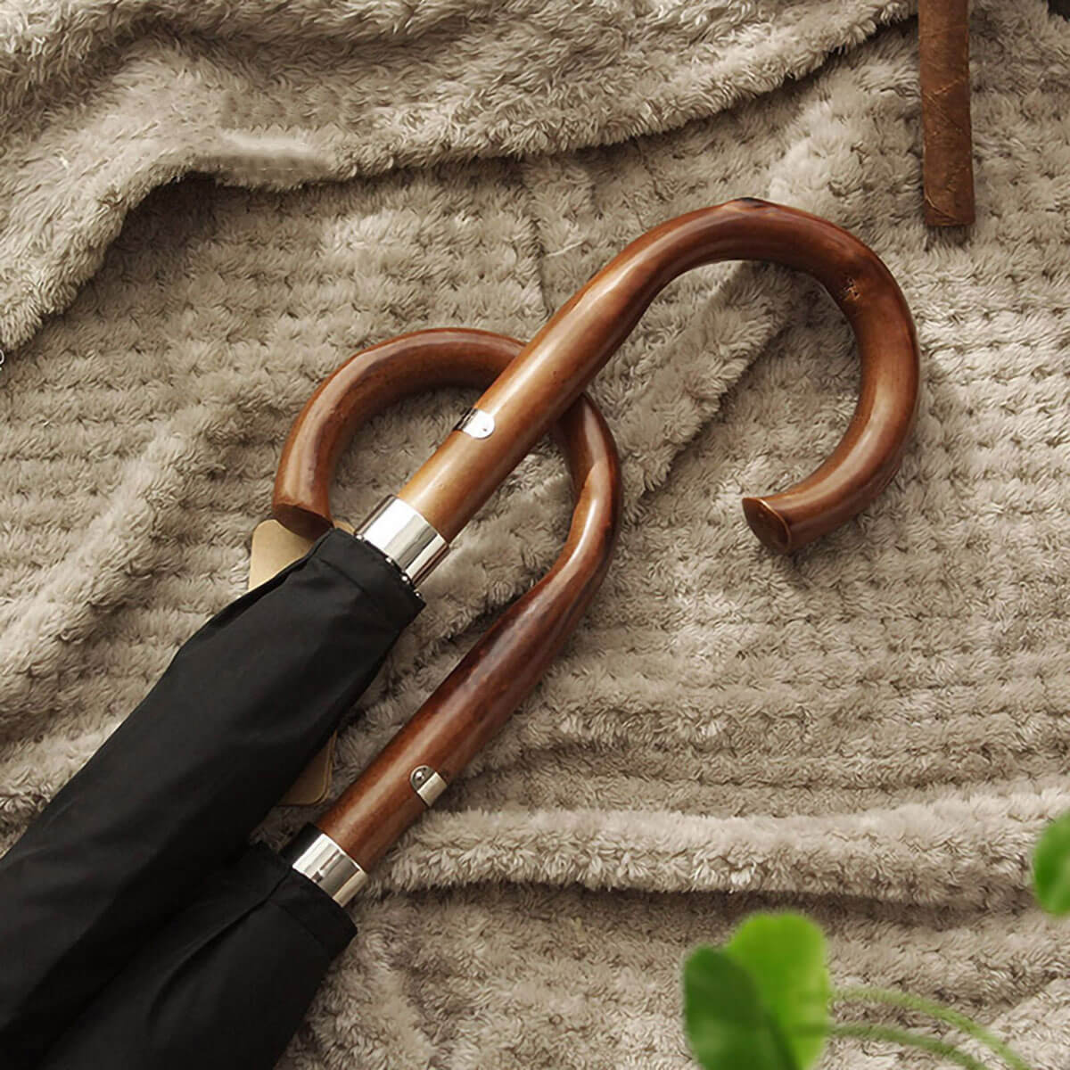 Close-up of elegant handle of Mystical Rain Umbrella