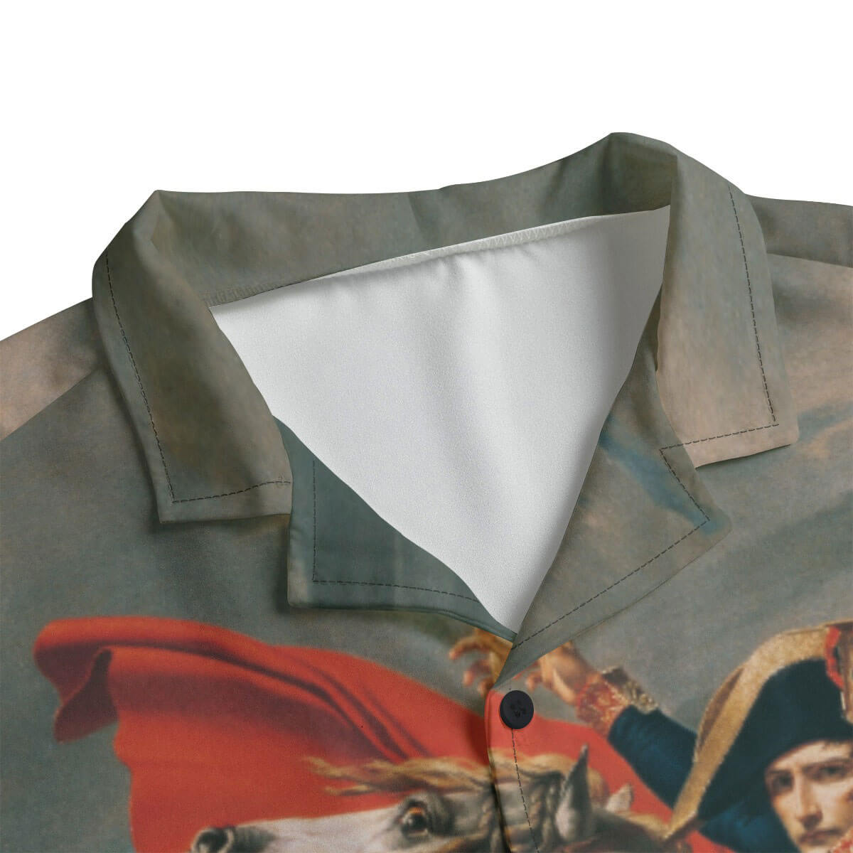 Fabric texture of art-inspired Napoleon Hawaiian shirt