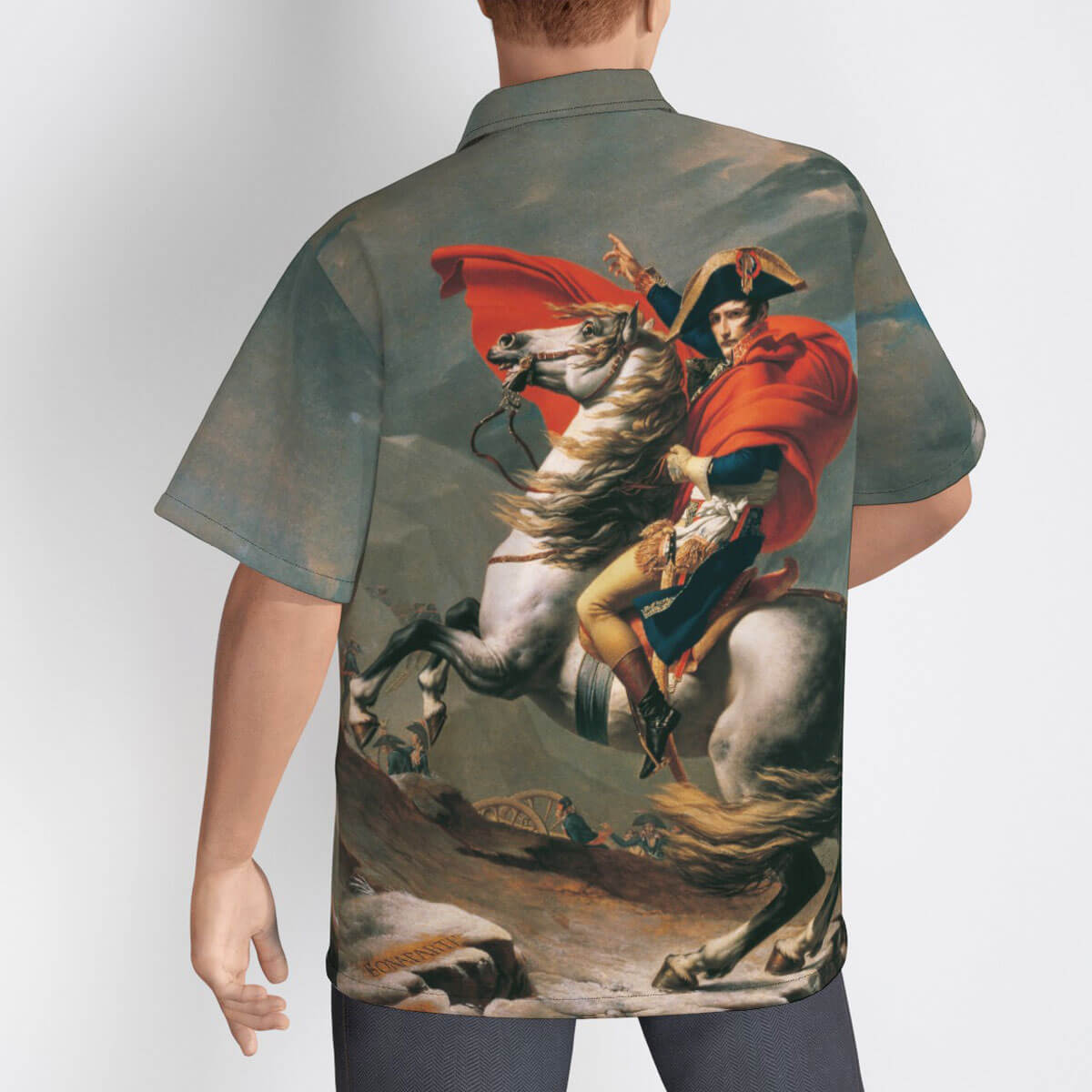 Back view of Jacques-Louis David's painting on shirt