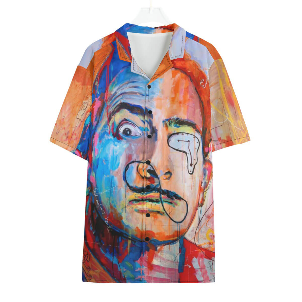 Salvador Dali Portrait Hawaiian Shirt front view with full artwork display