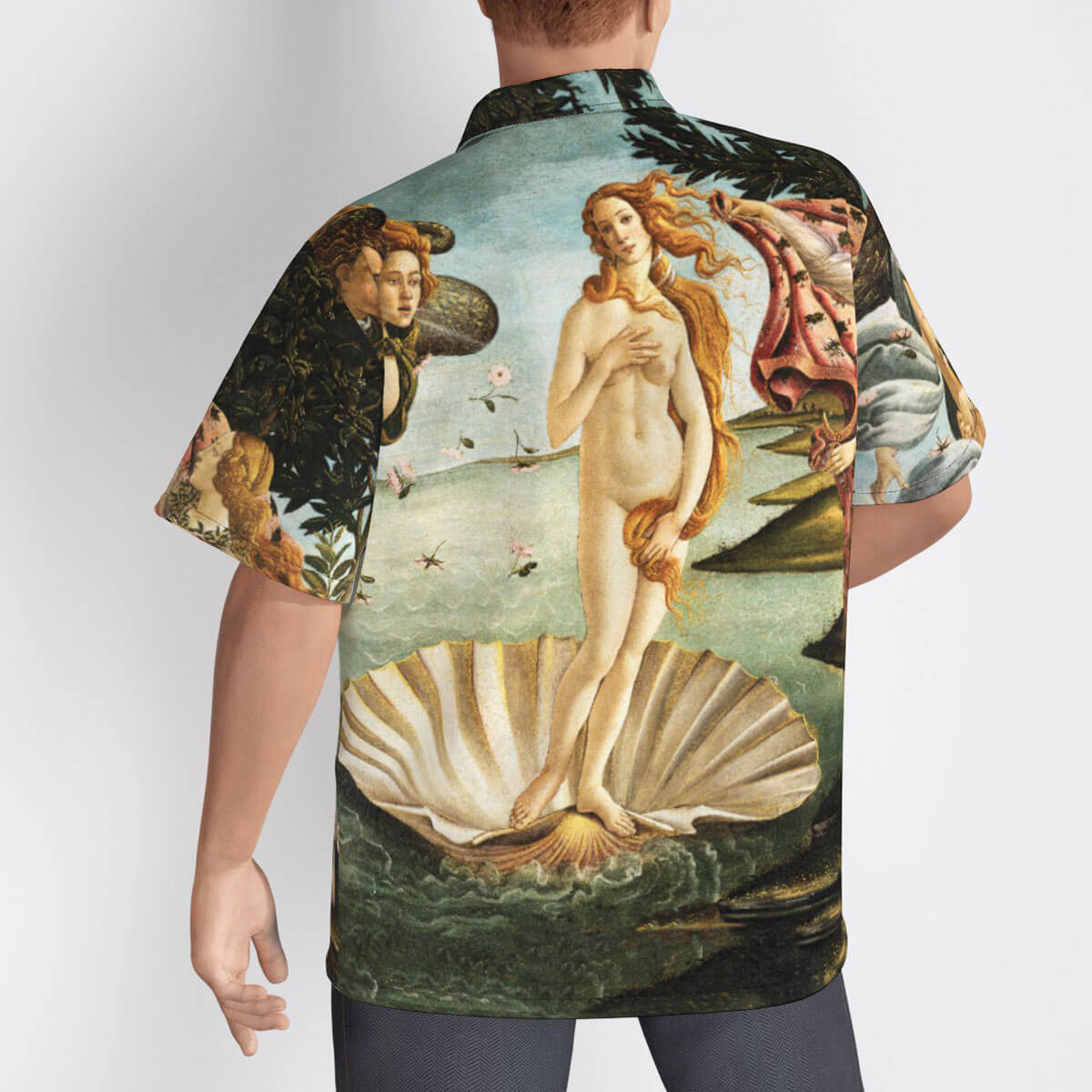 Botticelli's Venus Hawaiian Shirt in tropical setting