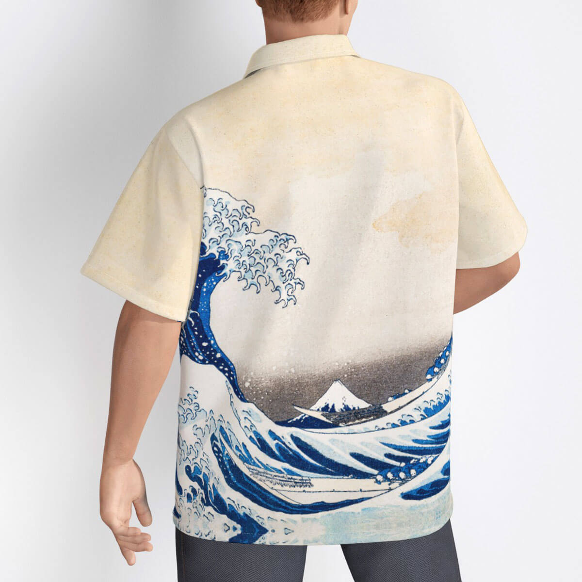 Lifestyle image of diverse group wearing The Great Wave Hokusai shirts