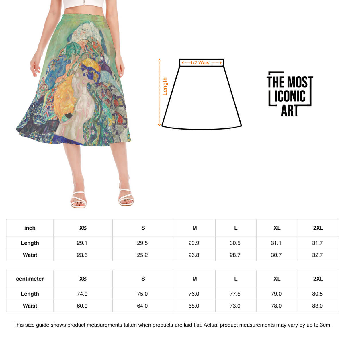 Elegant art-inspired chiffon skirt with an elastic waistband