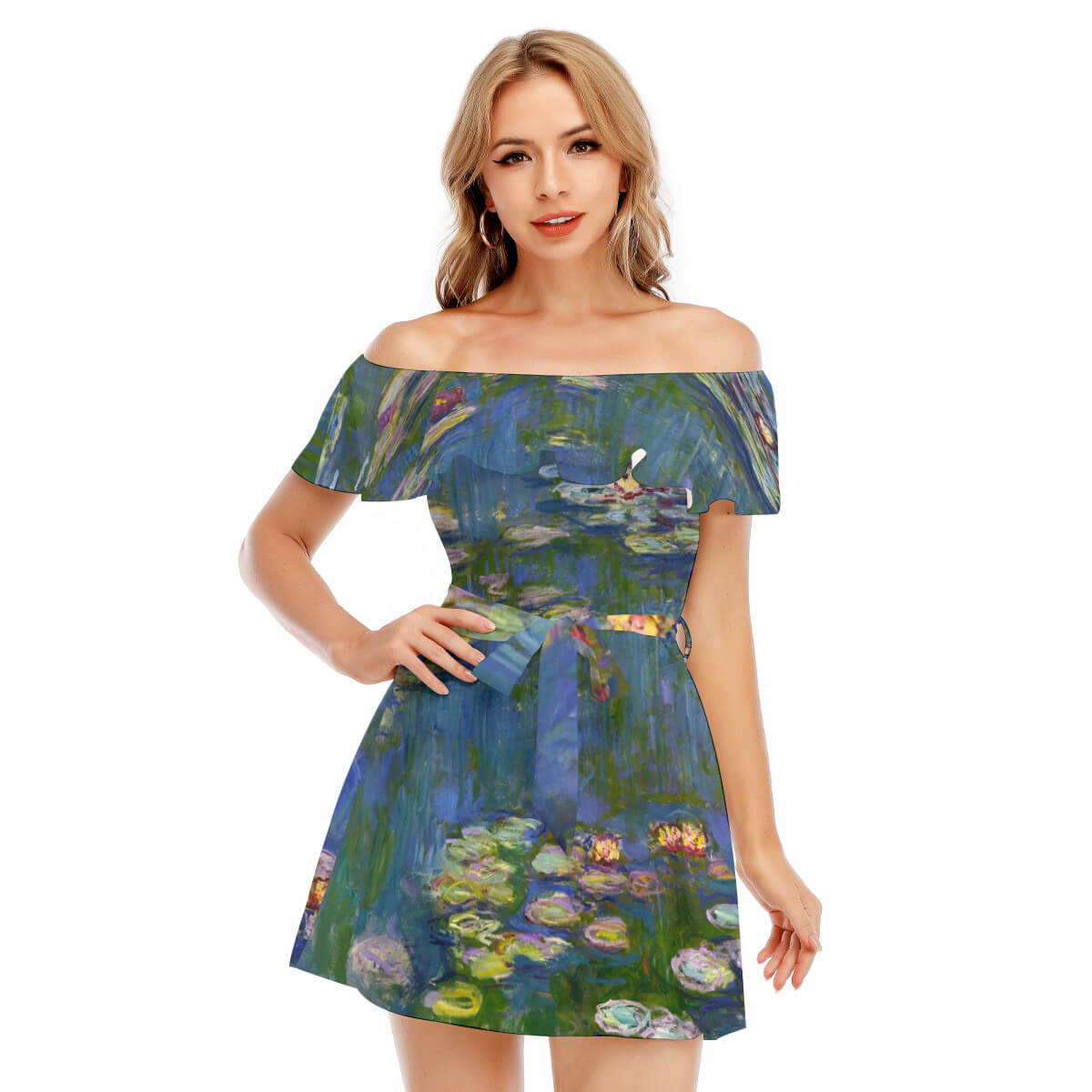 Ethereal Blue Off-shoulder Dress