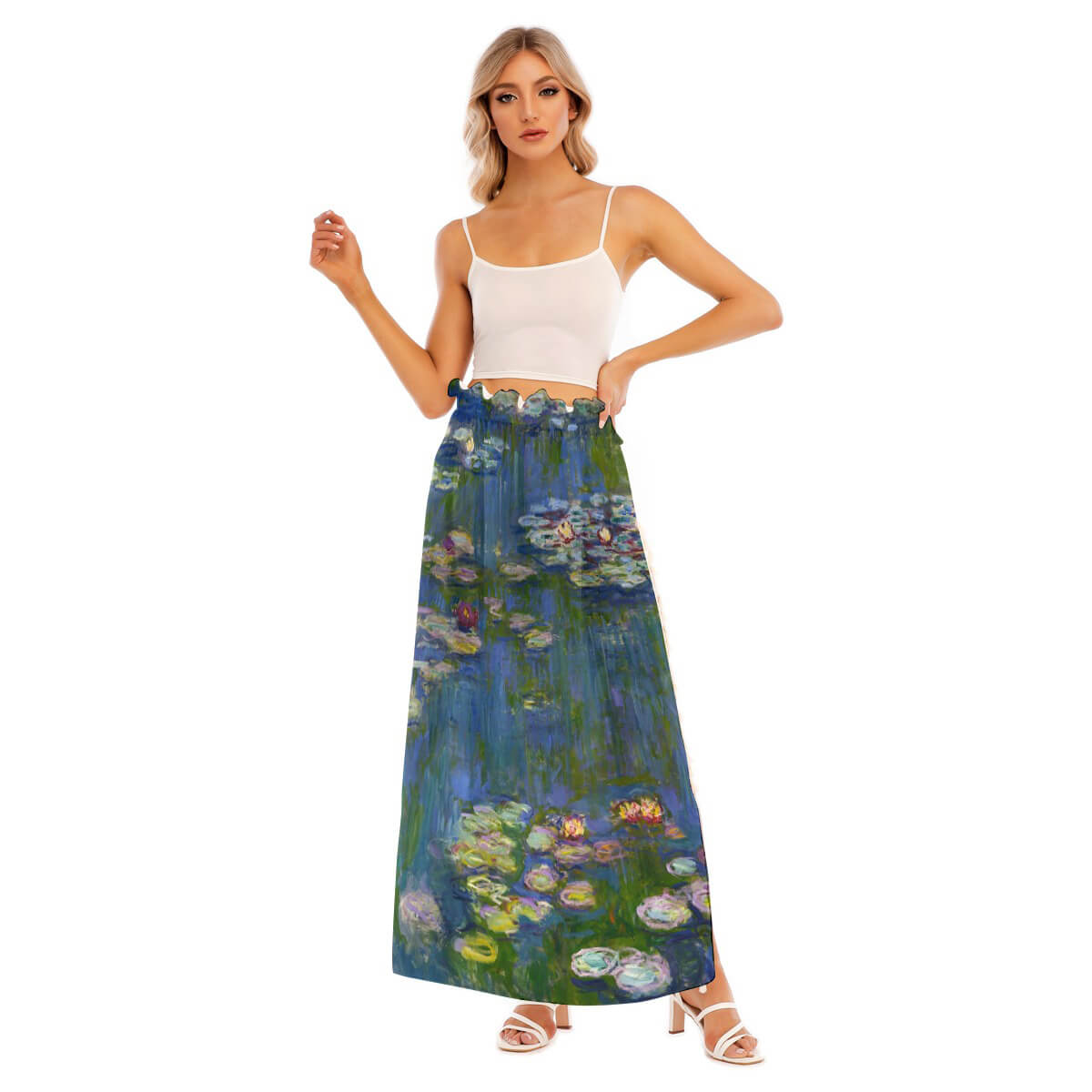 Enchanted Split Skirt featuring Claude Monet's Water Lilies artwork