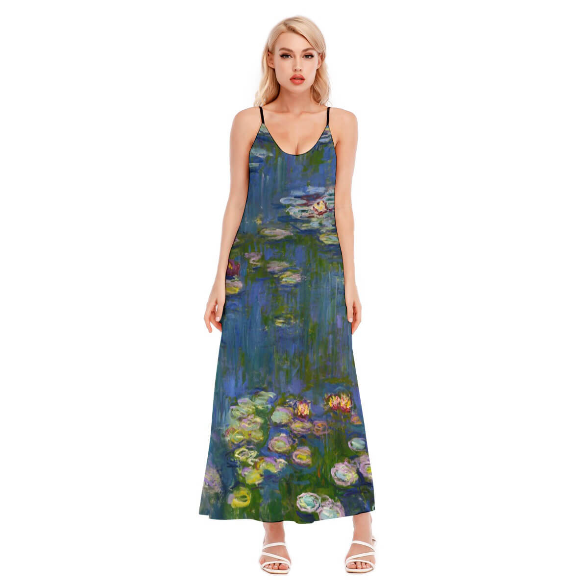 Serene Lily Pond Print Dress
