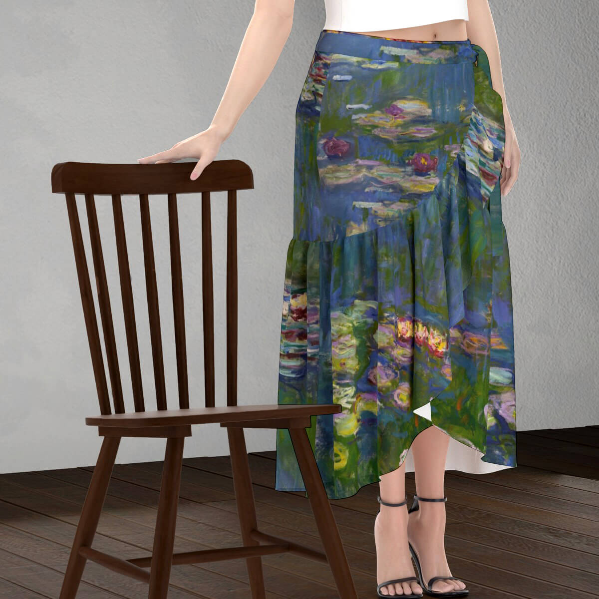 Claude Monet Inspired Wrap Skirt - Side View