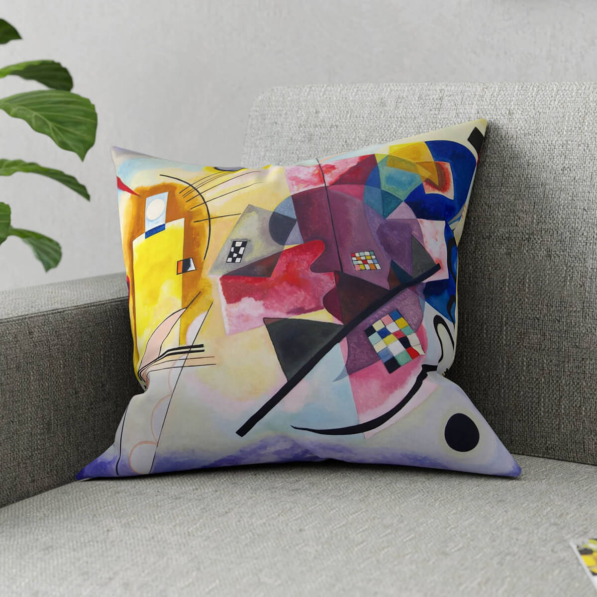Vibrant Yellow Red Blue Accent Pillow - Living Room Decor Idea