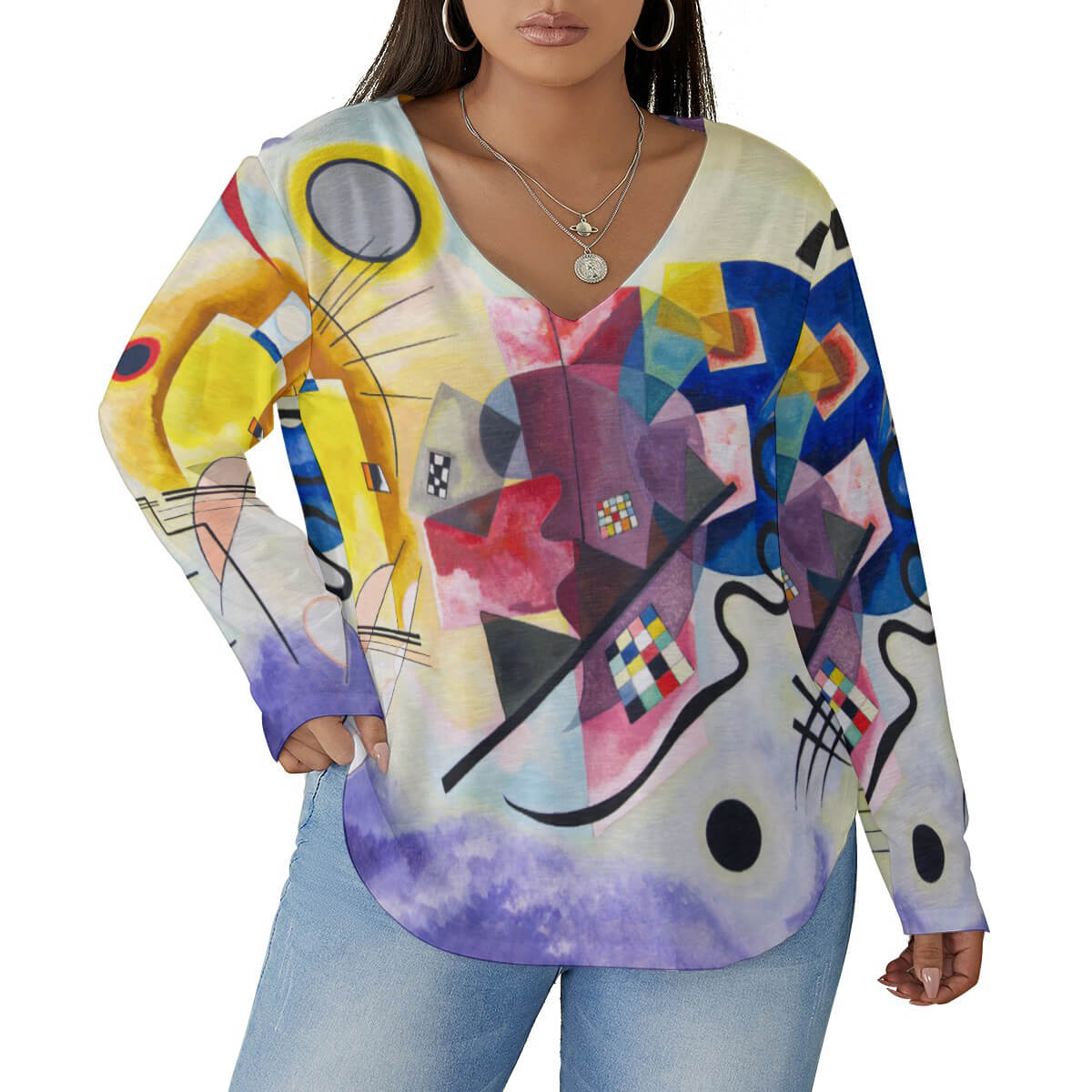 Vibrant plus size shirt inspired by Wassily Kandinsky