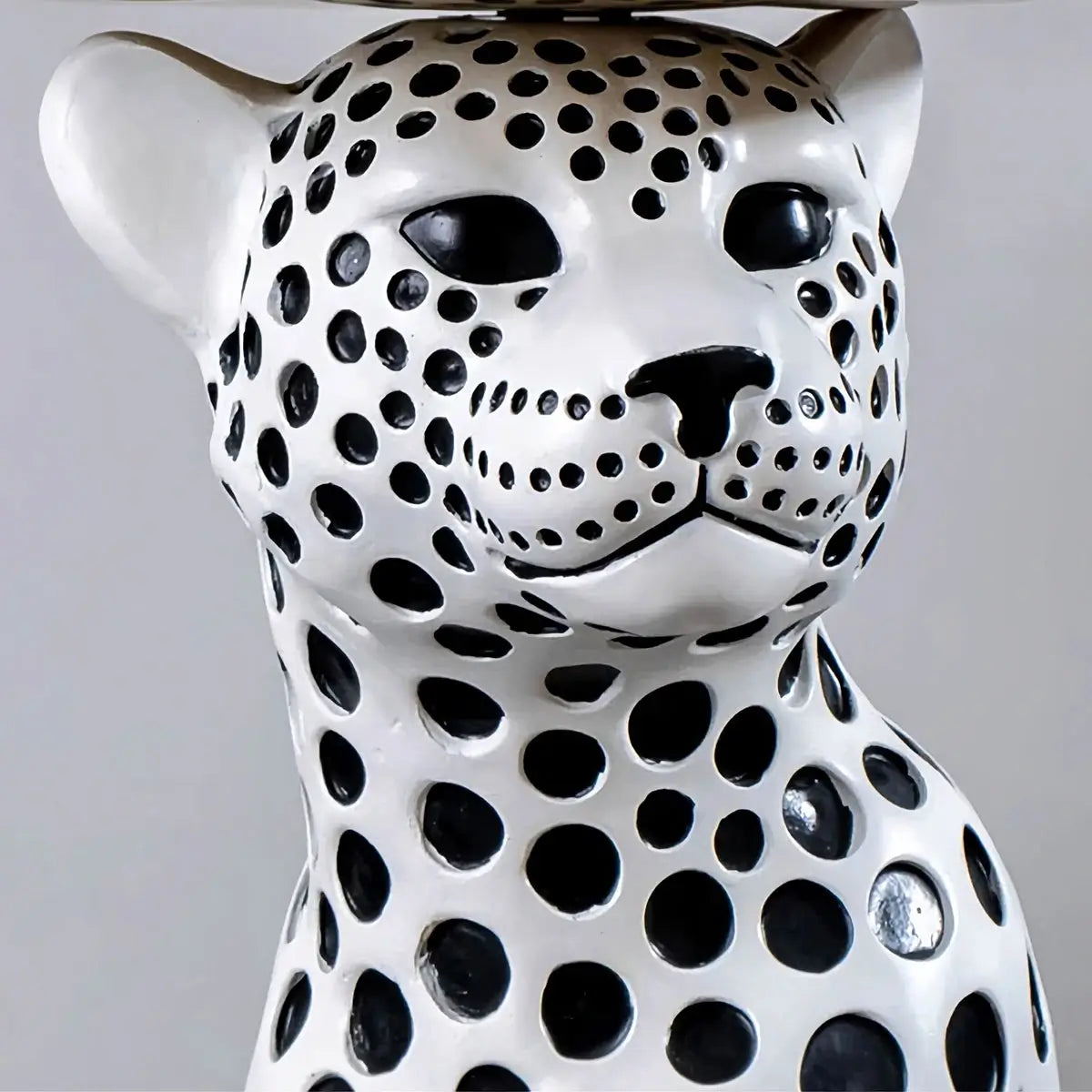 White Leopard Side Table surface detail showing durable finish