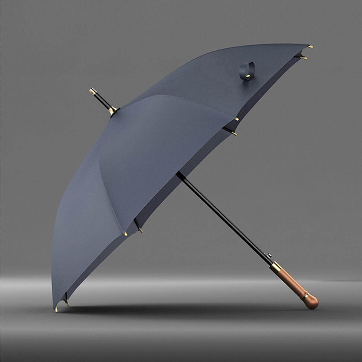 Elegant wooden handle umbrella for rainy days