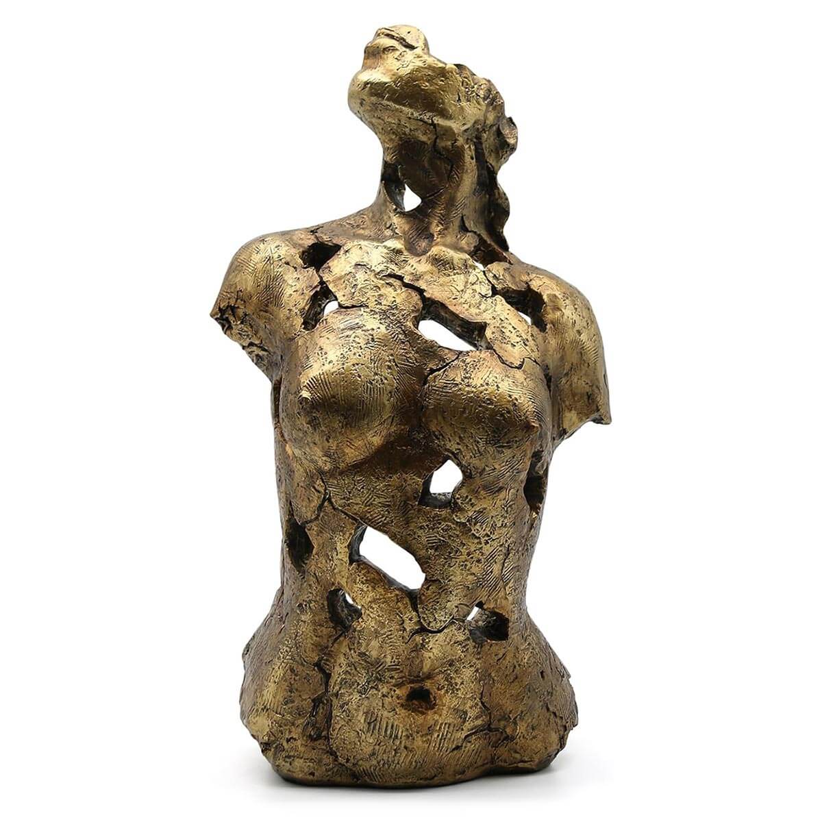 Abstract Woman Sculpture: Cinnamon-hued handmade female statue