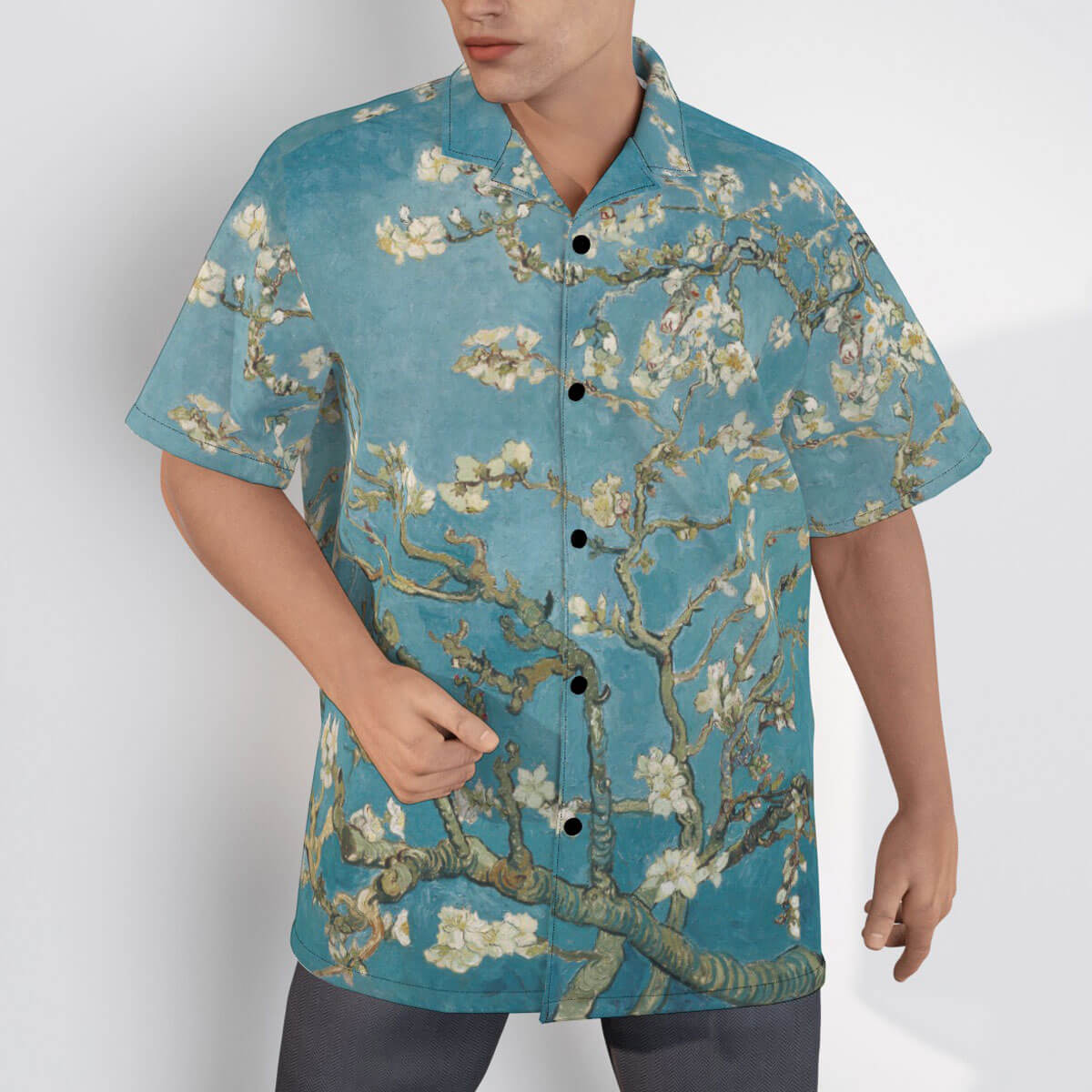 Blossoming art meets modern fashion: Van Gogh Hawaiian shirt