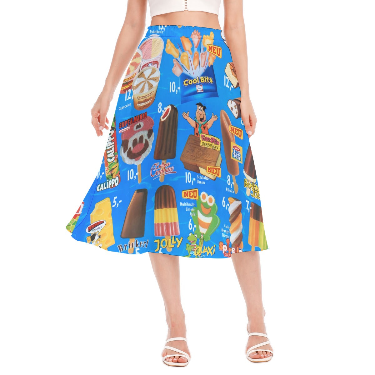 Vibrant Aloha Hawaii Ice Cream Summer Skirt with retro-inspired ice cream print