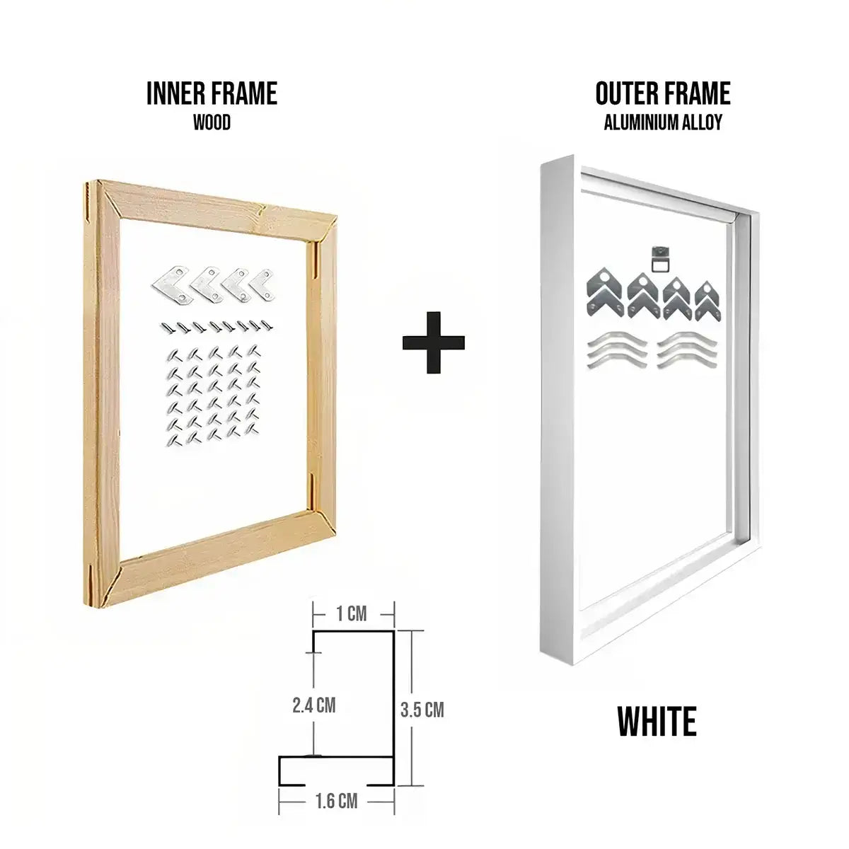 Aluminum Frames with Inner Frames - 8 colors - White / 20x30 cm - Frames