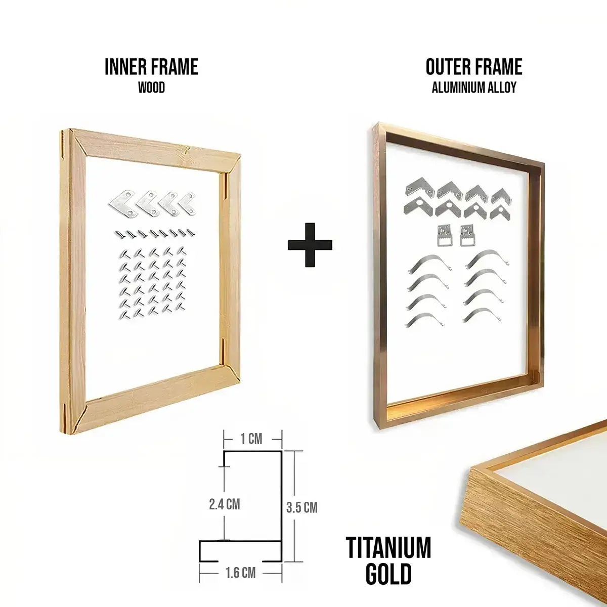 Detailed view of eight aluminum frame finish options showing texture and color variation