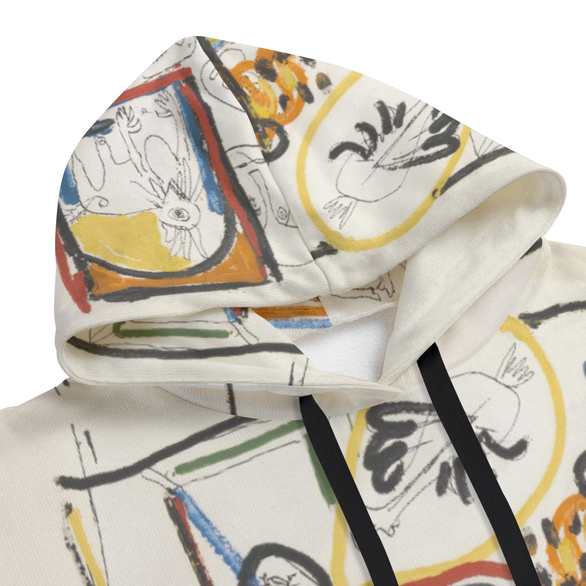 Detailed view of Animals and Figures abstract art print on premium hoodie