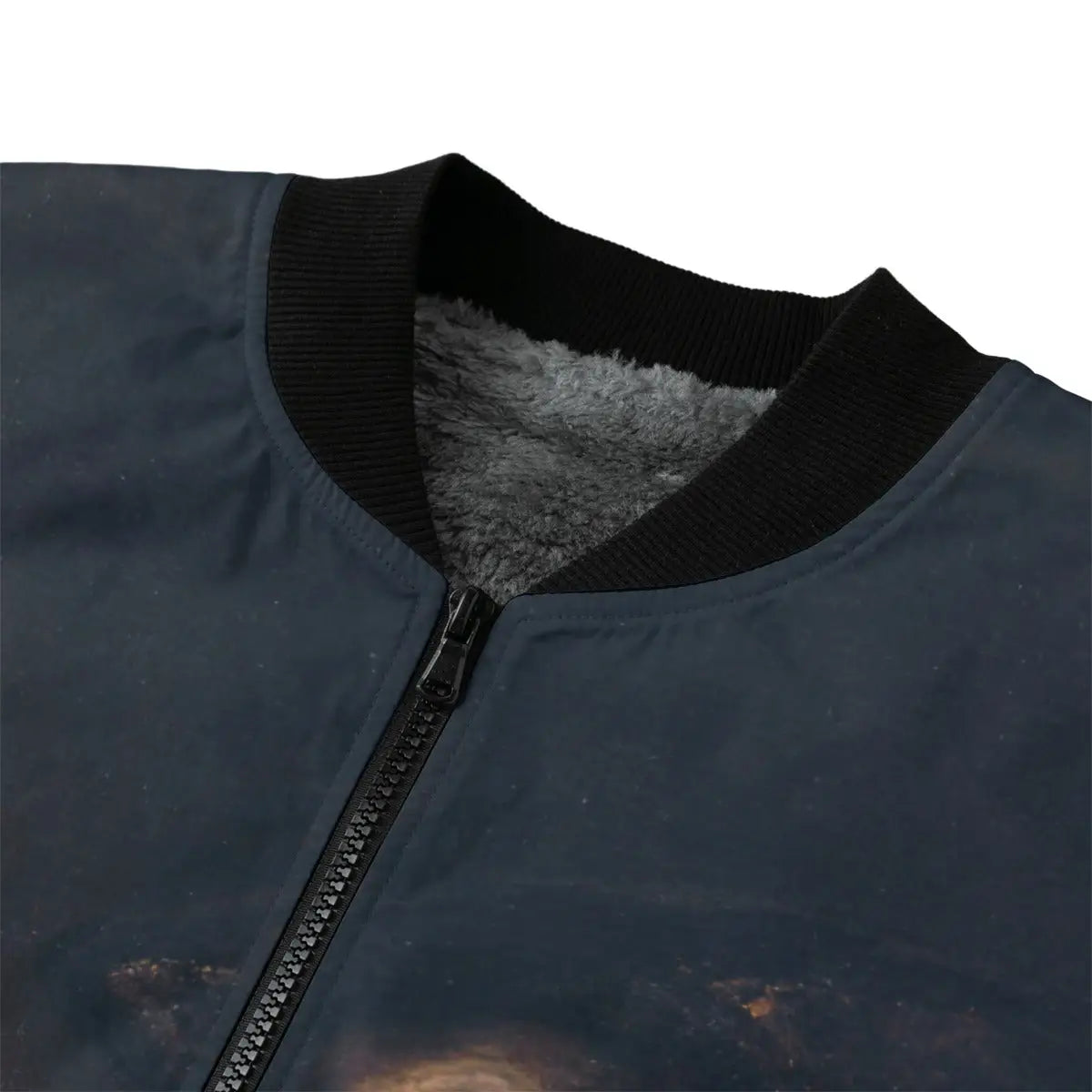 Recycled polyester fabric texture and fleece lining of Rembrandt artistic jacket