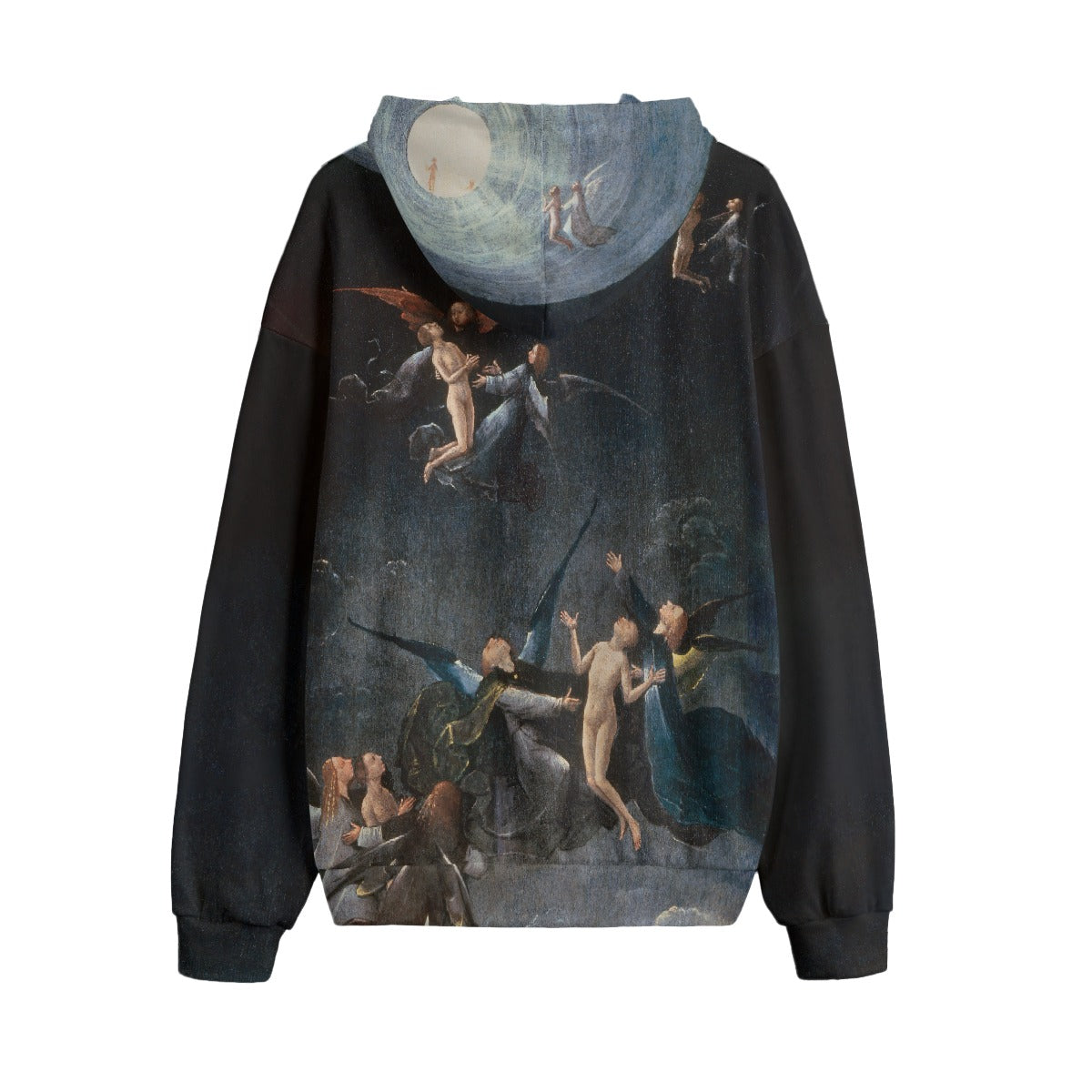 All-over print Bosch hoodie showing heavenly scene