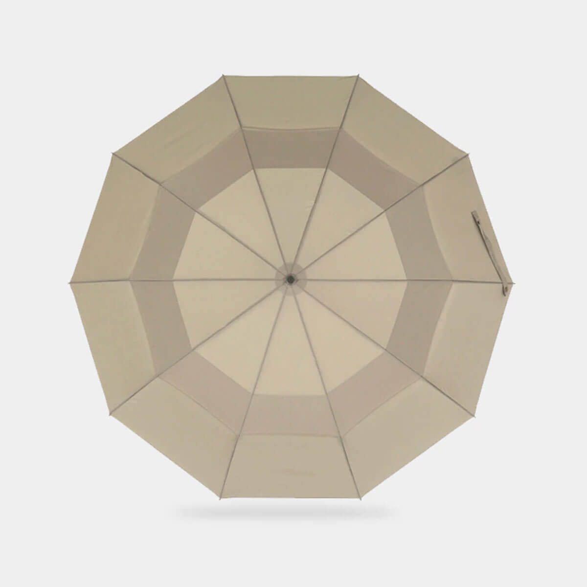 Khaki automatic umbrella's sleek profile when closed