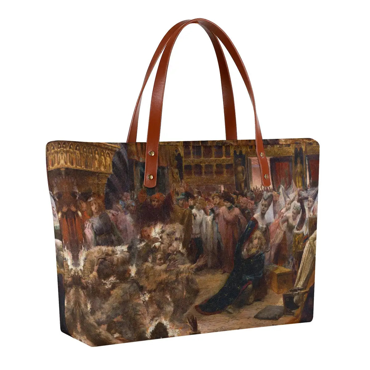 Double-sided artistic tote bag featuring Rochegrosse's Le Bal des Ardents historical painting