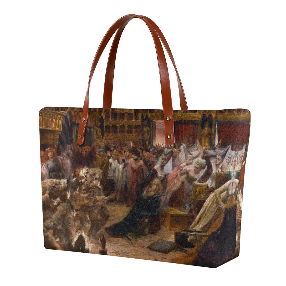 Ball of the Burning Men by Rochegrosse Tote Bag showing medieval court scene on waterproof diving cloth