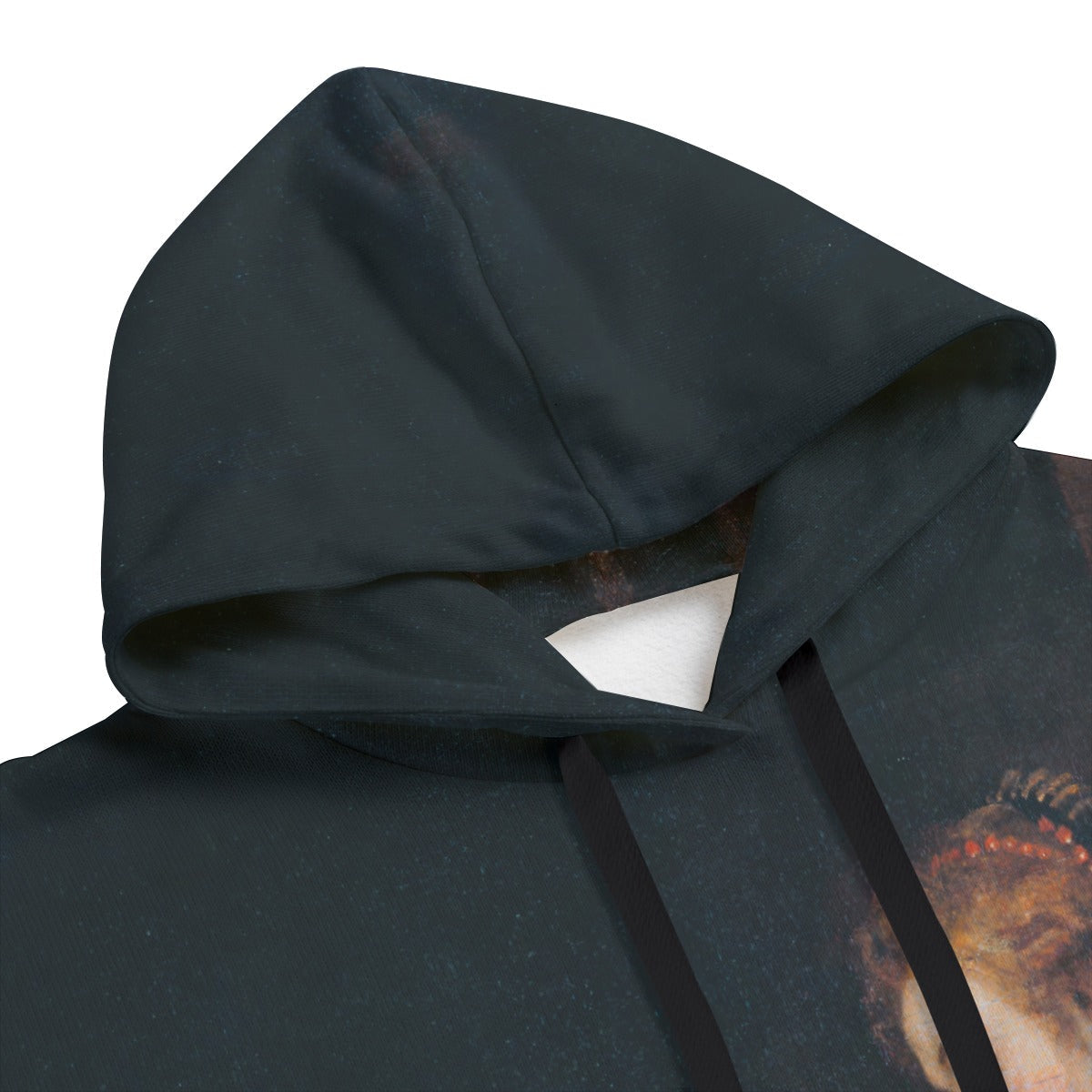 Close-up of Bathsheba painting detail on premium fleece hoodie