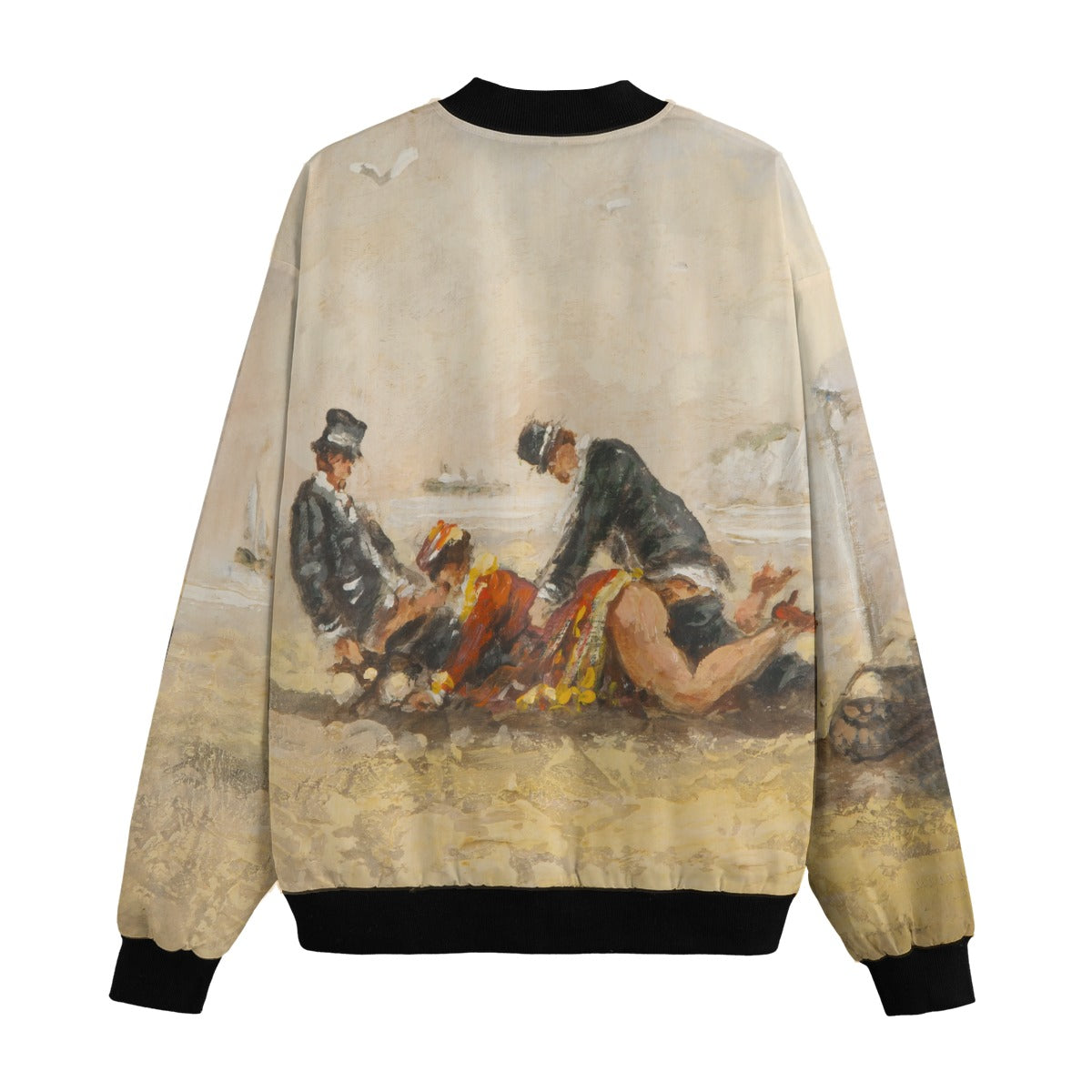 Beach Scene by Paulette Bardy Jacket featuring French Impressionist masterpiece on luxury bomber