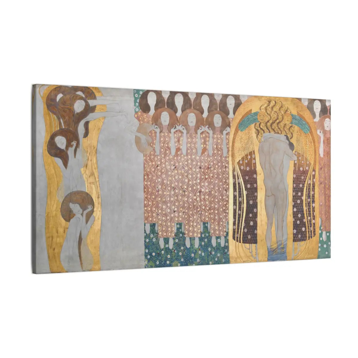 Beethoven Frieze by Gustav Klimt canvas print showing golden period artwork with symbolic figures