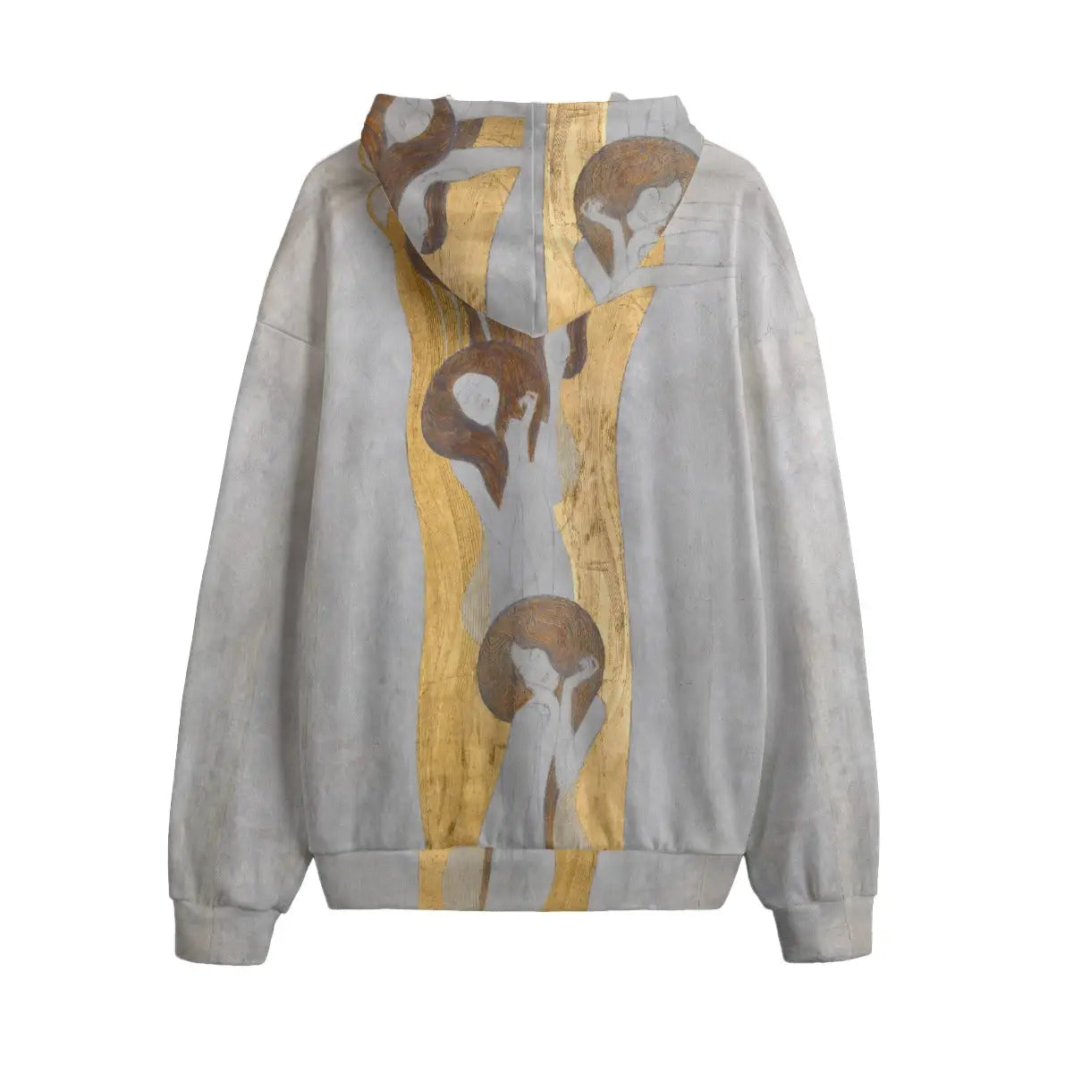 Beethoven Frieze Hoodie fabric texture showing Klimt's golden pattern details