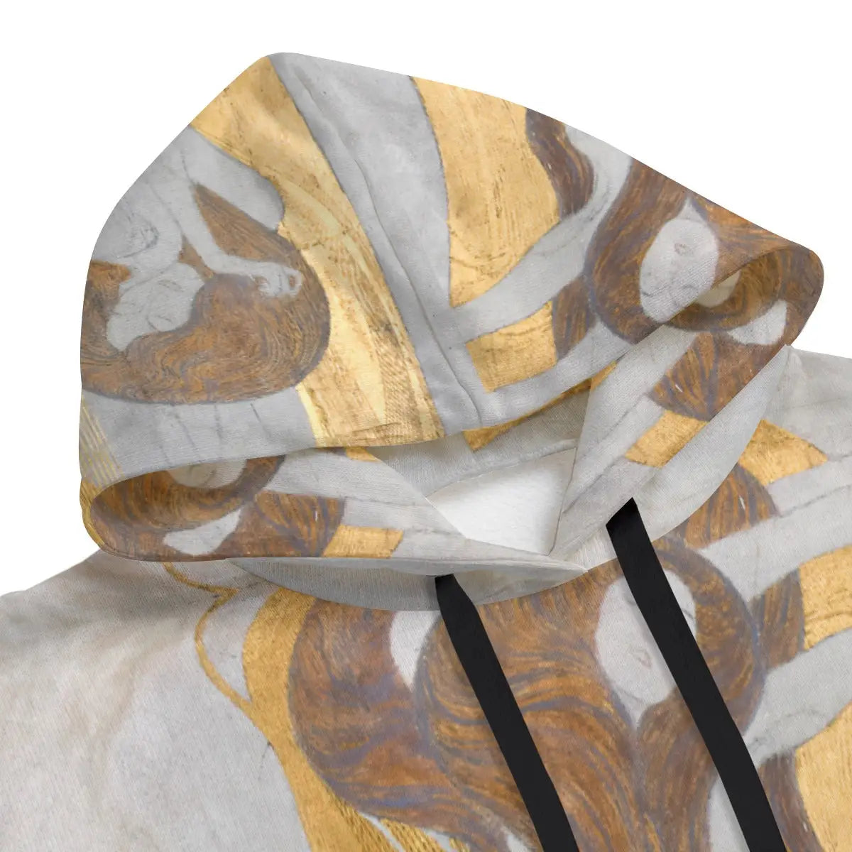 Gustav Klimt Art Hoodie side view displaying Typhoeus giant section on eco-friendly material