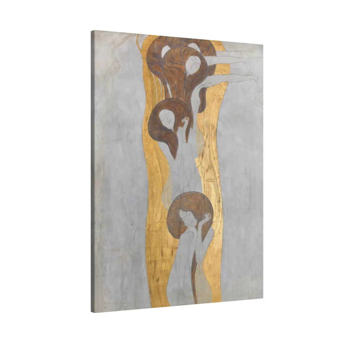 Golden details of Gustav Klimt's Beethoven Frieze on premium canvas print