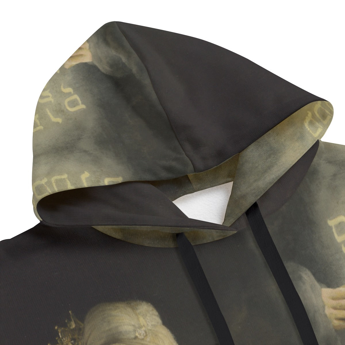 Front view of Belshazzar's Feast hoodie, displaying dramatic Biblical scene