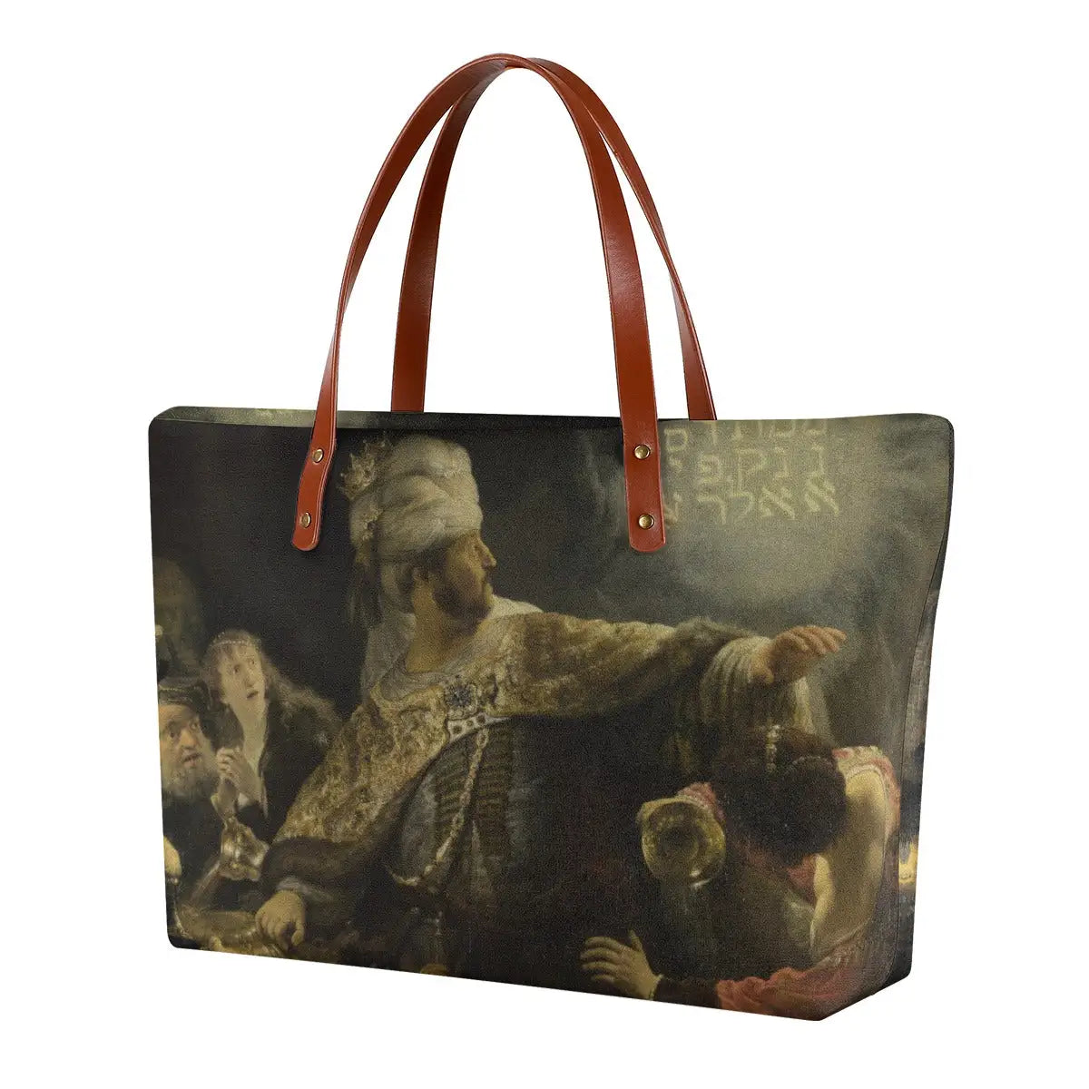 Belshazzar's Feast by Rembrandt Tote Bag with biblical scene art print on waterproof fabric