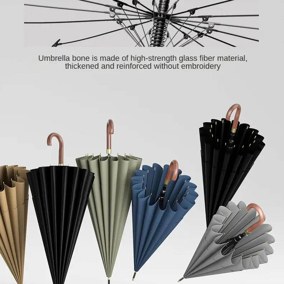 Fully opened luxury umbrella showing 120cm diameter coverage