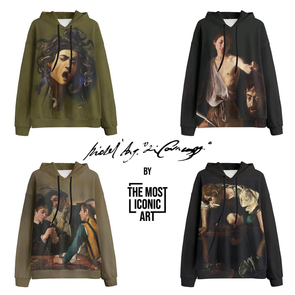 Hoodie featuring Caravaggio's 'Narcissus' - Solitary figure gazing at his reflection in dark water