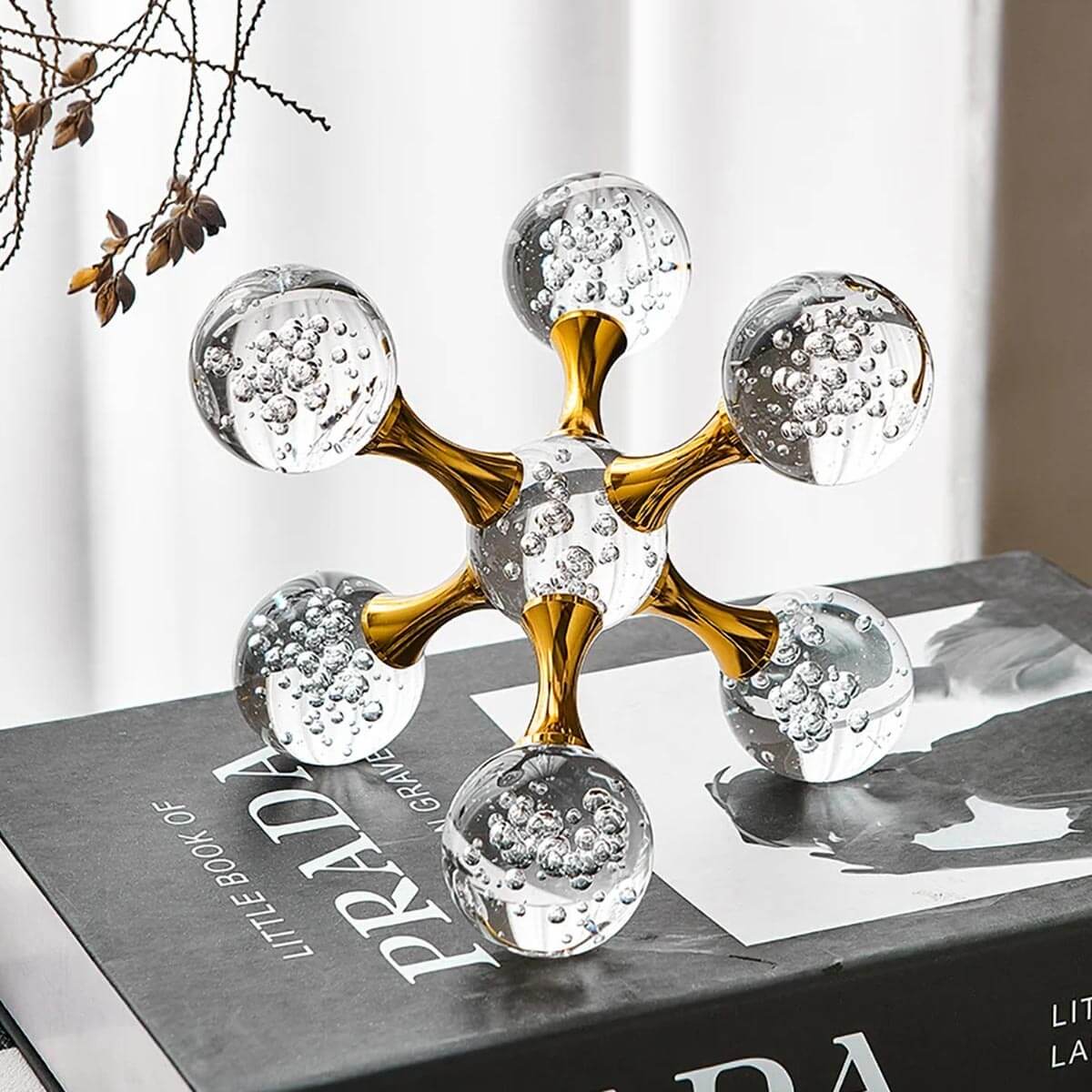 Contemporary Bubble Molecular art on bookshelf display