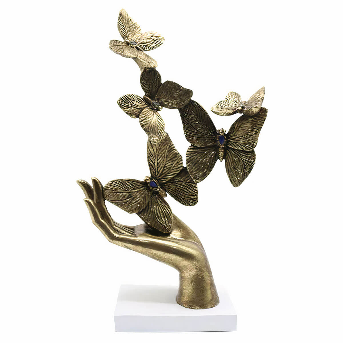 Contemporary gold butterfly decor on palm base