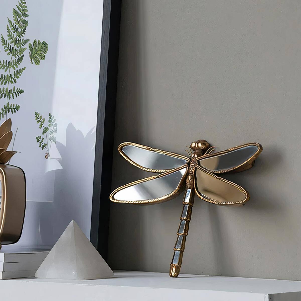 Elegant butterfly lover's mirror in lustrous gold finish