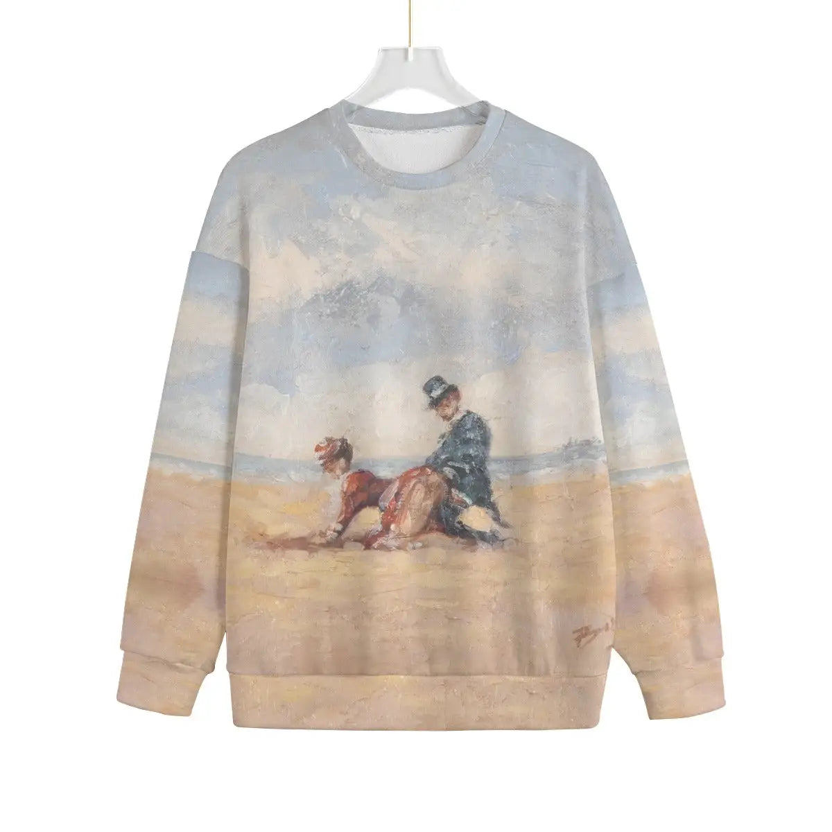 By the Seaside from Paulette Bardy Sweater displaying French Impressionist beach scene