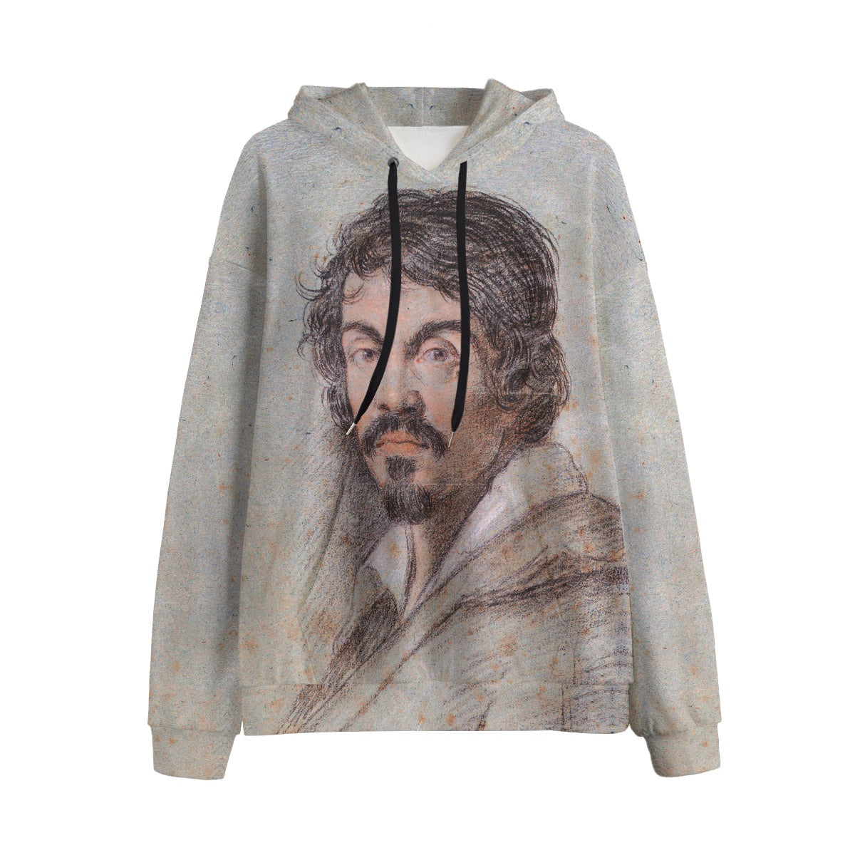 Portrait of Caravaggio Hoodie front view with detailed artwork