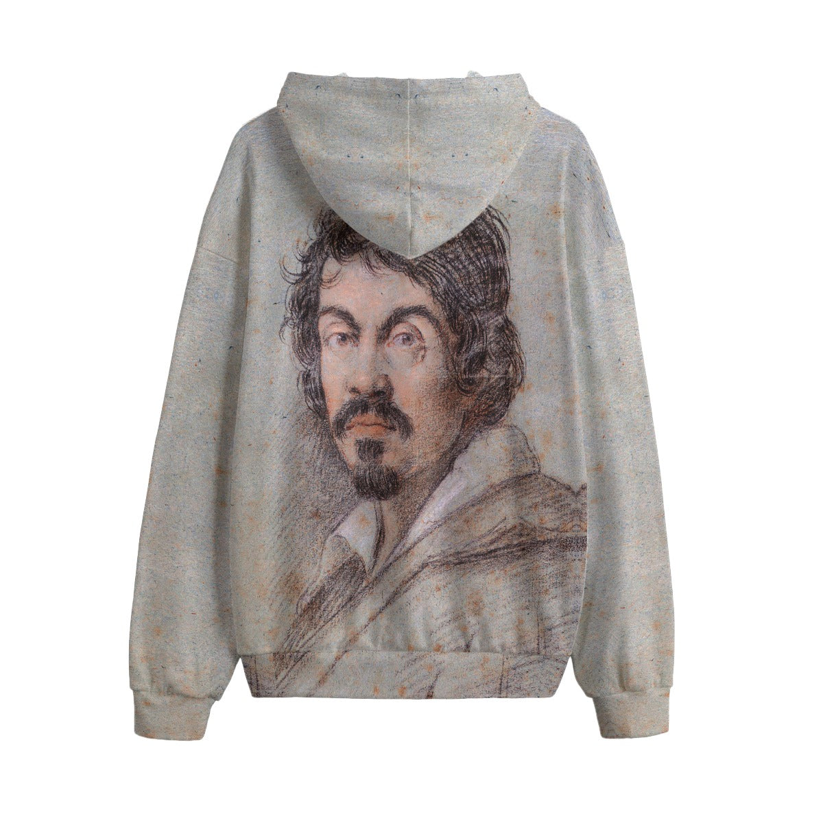 Back view of Portrait of Caravaggio Hoodie displaying full artwork