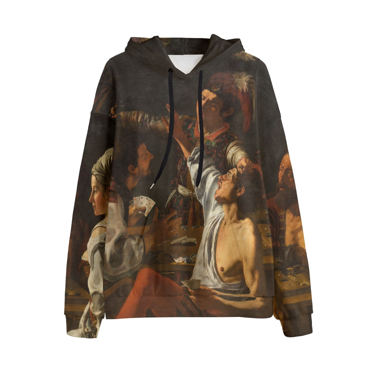 Card and Backgammon Players by Caravaggio Hoodie front view