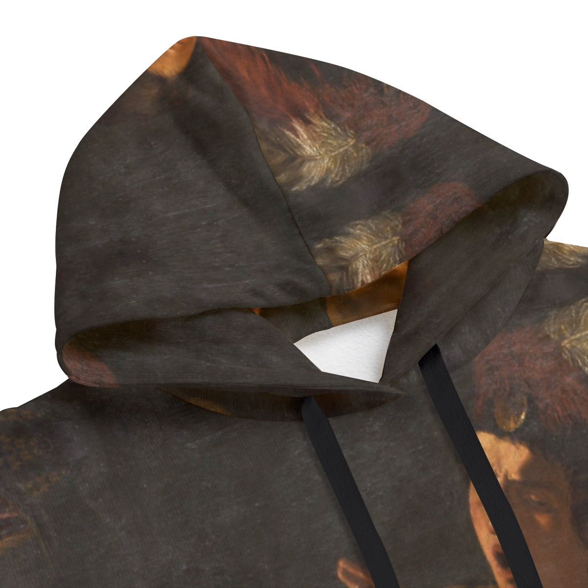 Close-up of Card and Backgammon Players artwork on premium fleece hoodie