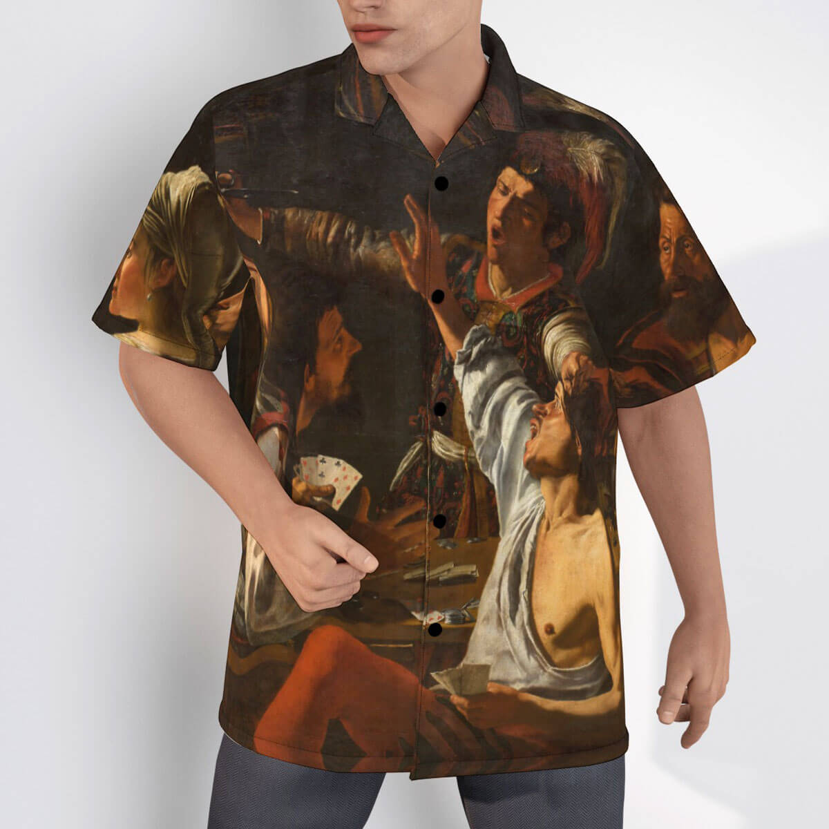 Unique art lover's shirt with Caravaggio's Card and Backgammon Players