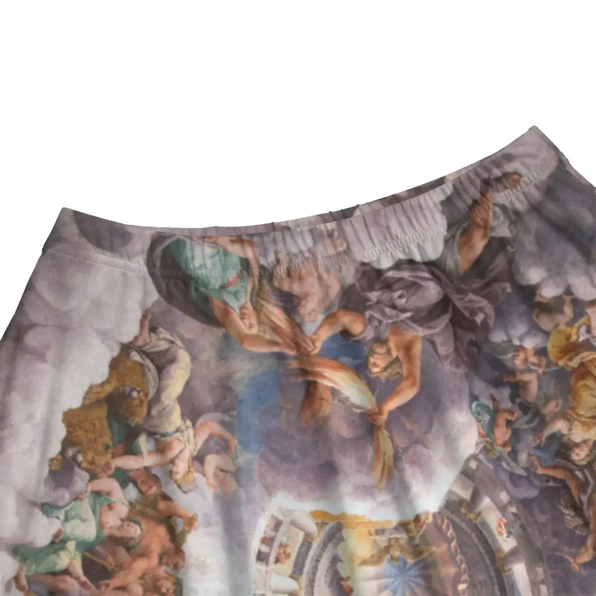 Close-up of Jupiter hurling thunderbolts and crumbling architecture details from Romano's revolutionary fresco beautifully rendered on premium fabric