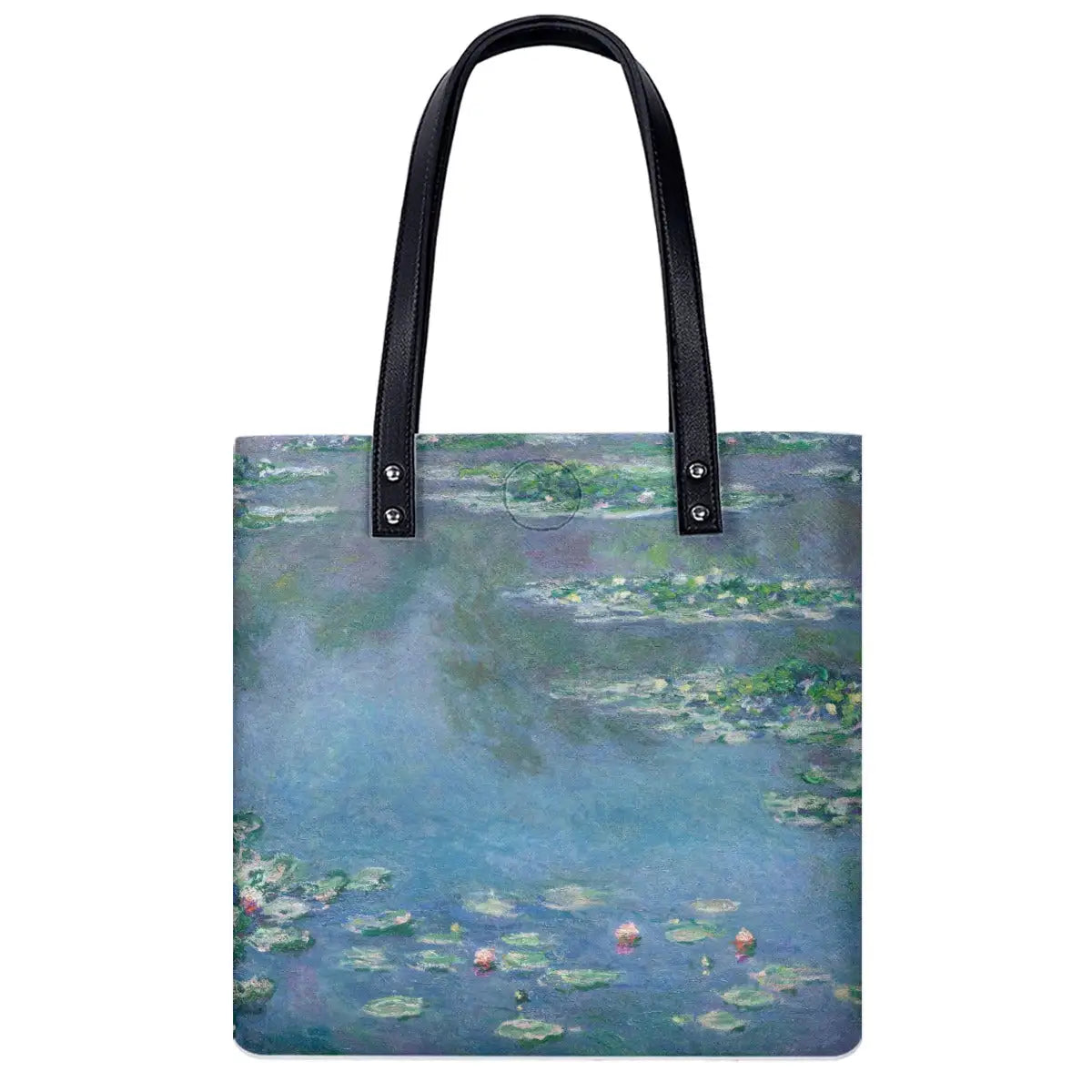 Claude Monet Water Lilies Shoulder Bag in large size showing front print with water lilies pattern